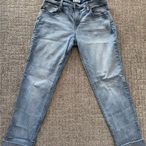 Carve Designs Blue Ankle Cropped Jeans with Faded Distressing